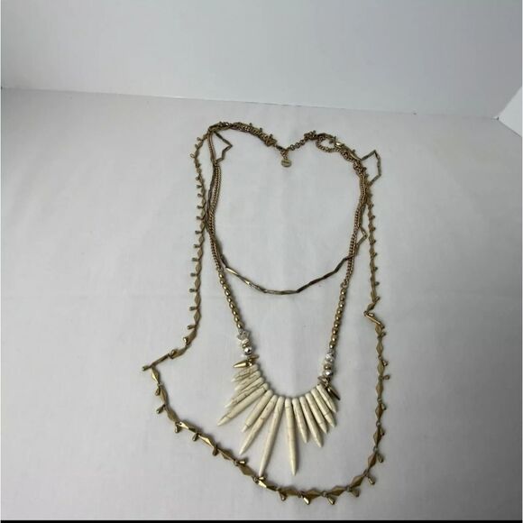 Stella And Dot Zuni Gold Tone Layered Multi Strand W/ Spikes Necklace - Picture 5 of 8